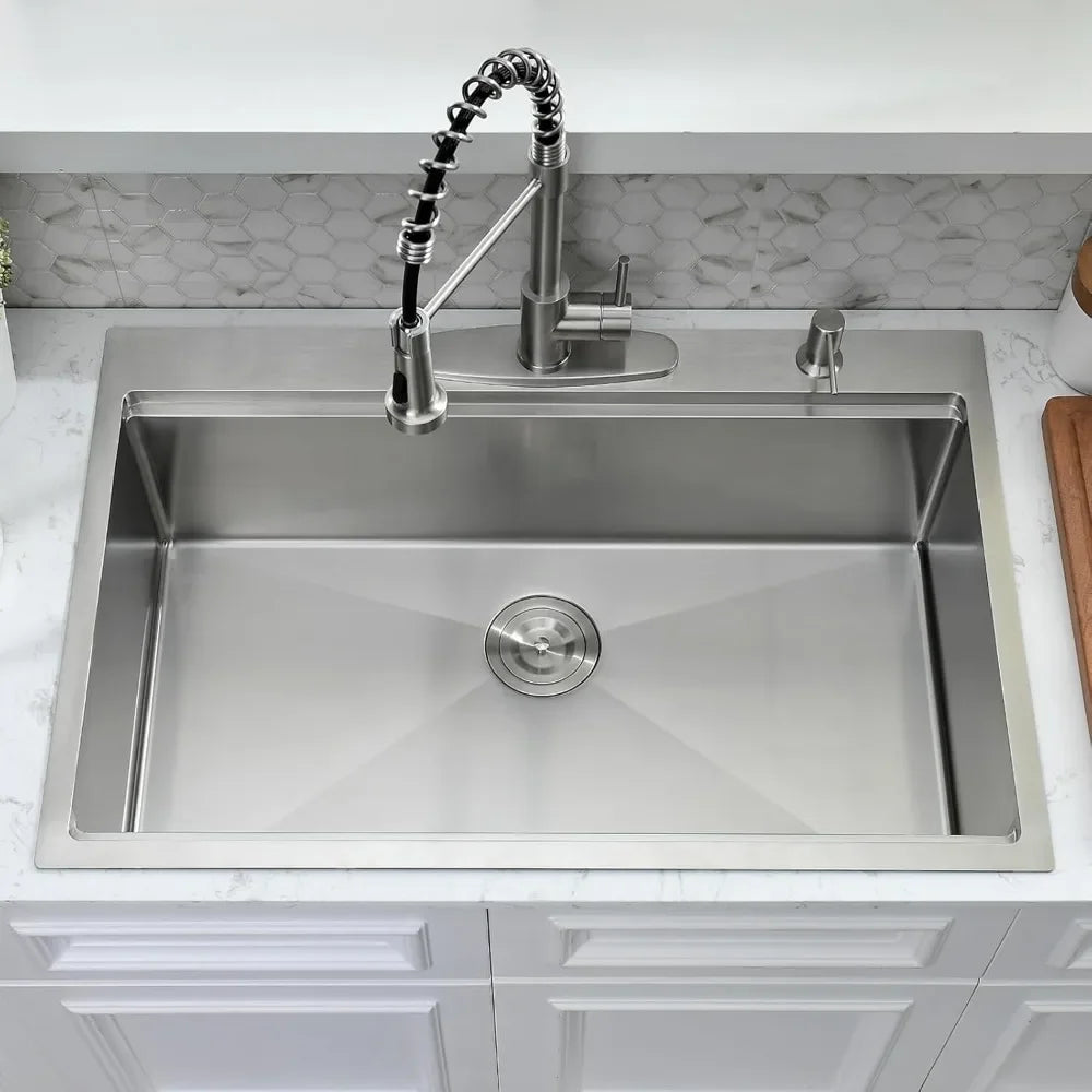 Bestseller33 x 22 Drop In Kitchen Sink with Faucet Combo - 33x22 Drop In - Kitchen Faucet - view 2