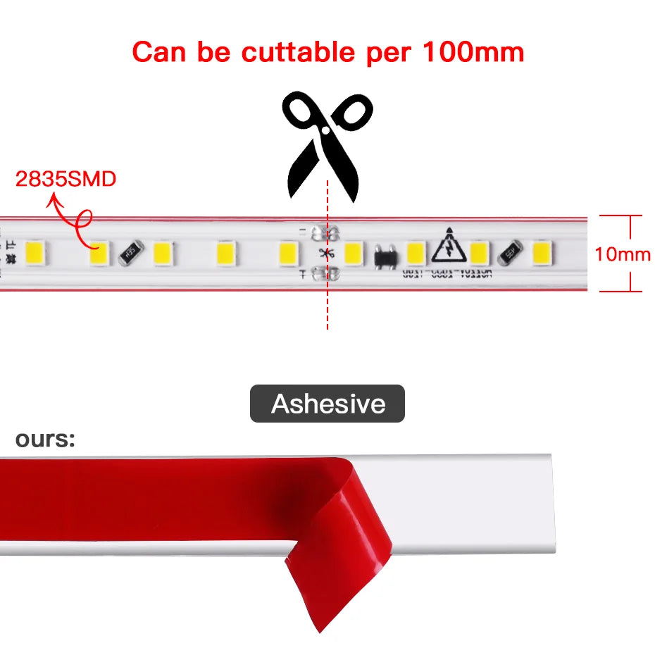 1m-50m Super Bright Led Strip Light 220V 120LEDs/m Adhesive Flexible Tape IP67 - Kitchen Faucet - view 4