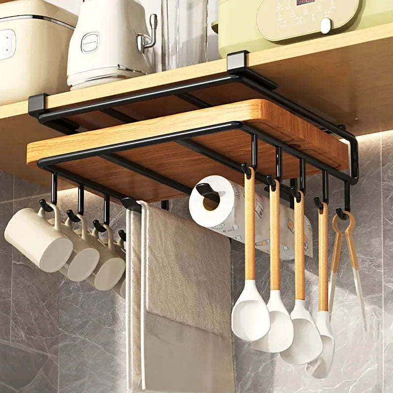 Installation-free Kitchen Cabinet Under Shelf No-Punch Large Capacity Storage Board - Cabinet Organizer