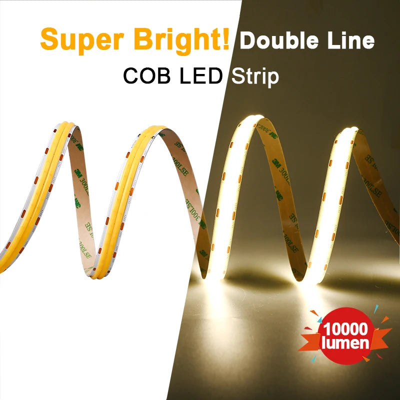 Super Bright COB LED Strip 2000lm/m Double Row 600LEDs/m Flexible Dimmable Led Lights RA90 - LED Strip Light - view 4