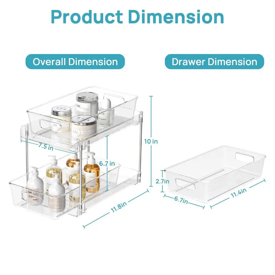 4 Pack Bathroom Organizer, 2 Tier Clear Under Sink Organizers Vanity Countertop - Cabinet Organizer - view 2