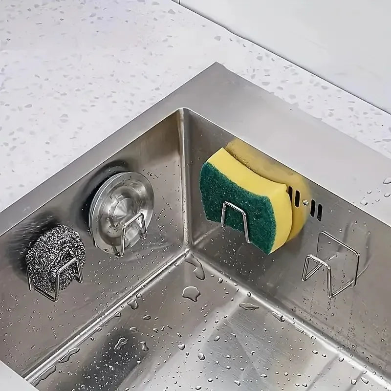 2/4Pcs Stainless Steel Sponge Holder For Kitchen Sink No Punching Sponge Holder Wall Mount - Organizer - view 2