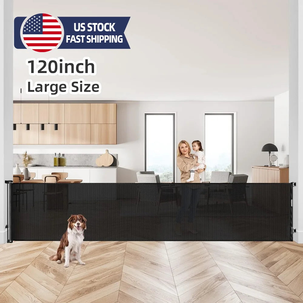 Retractable Baby Doorways Safe 120inch Extra Wide Baby Gate Baby Safety Gate For Stairs - Safety Gate - view 2