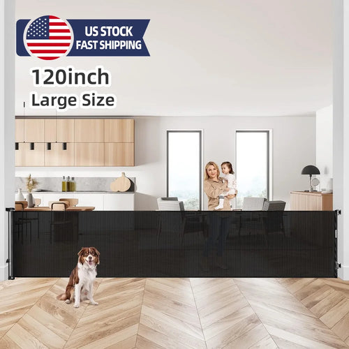 120inch Extra Wide Baby Safe Doorways Retractable Baby Gate Baby Safety Gate For Stairs - Safety Gate