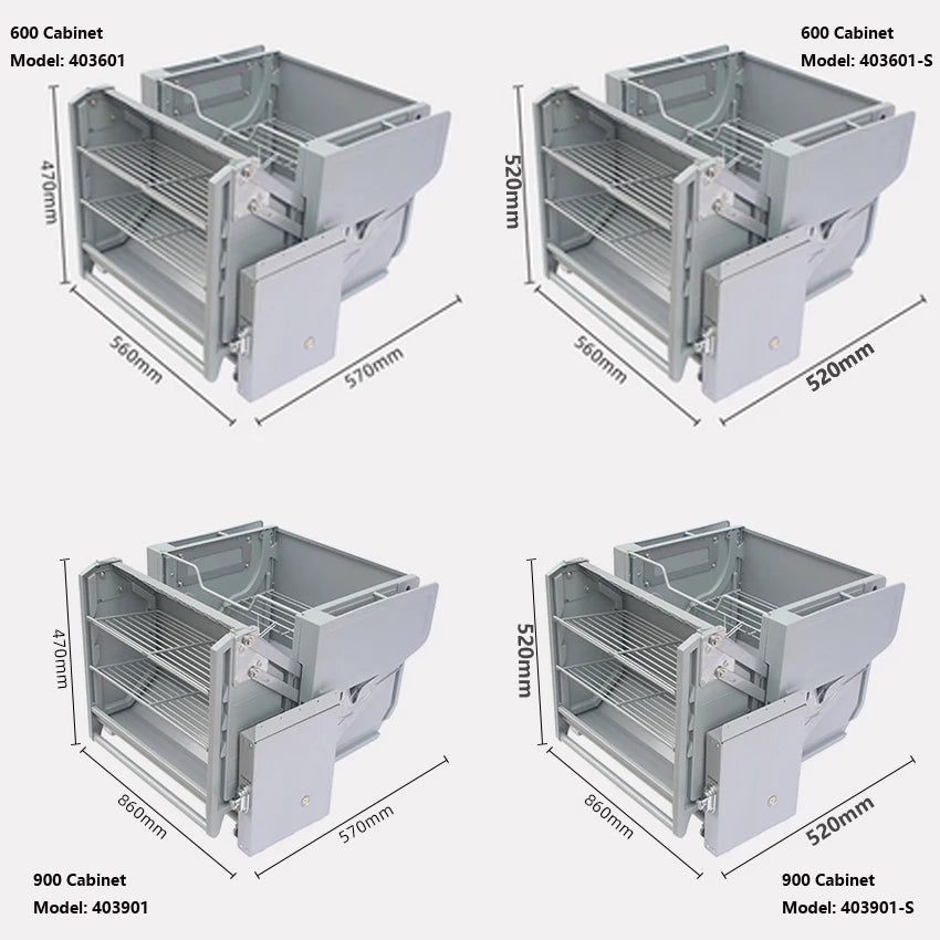 Refrigerator top cabinet double body lifting pull basket double layer hanging cabinet - Cabinet Organizer - view 2