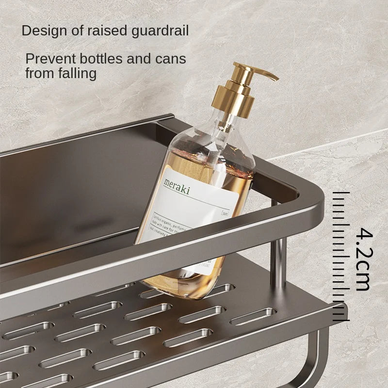 Light luxury kitchen multi-functional storage rack wall-mounted spice rack hole-free - Storage Shelf - view 5