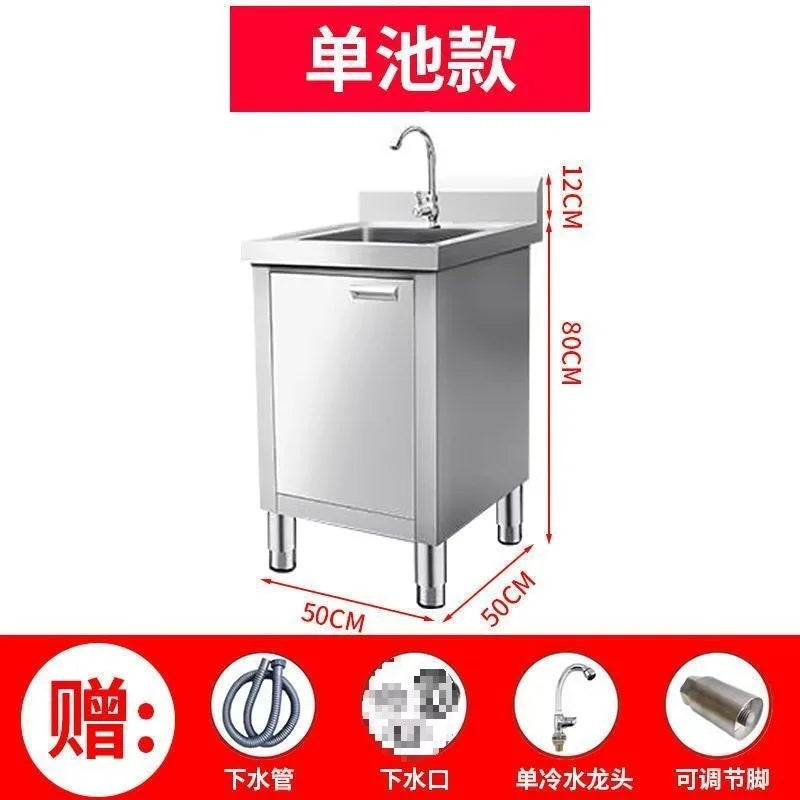 304 Integral Stainless Steel Cabinet Household Simple Kitchen Stove Sink Cabinet Rural - Cabinet Organizer - view 2
