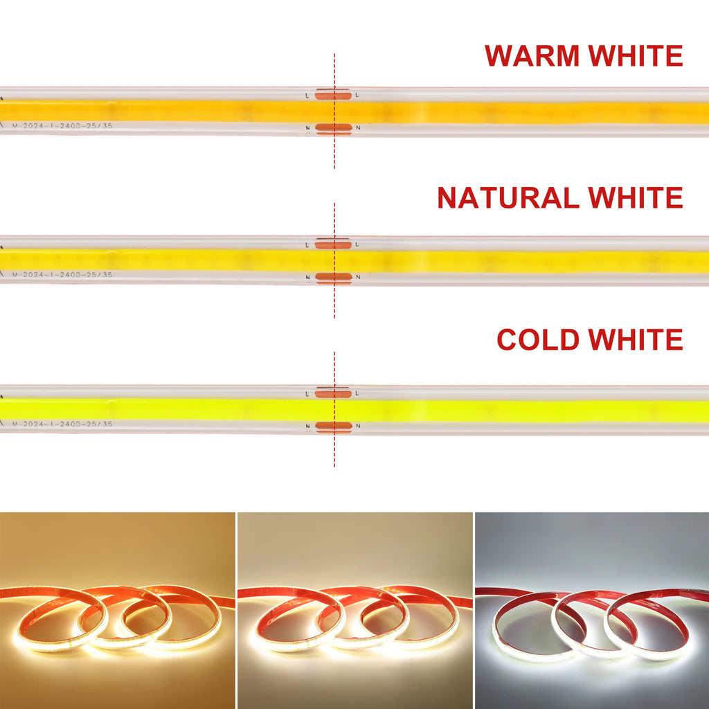 AC 230V COB Strip 240LEDs/M IP65 Waterproof Tape Adhesive With 2Pin Wire Cable 220V - Kitchen Faucet - view 5