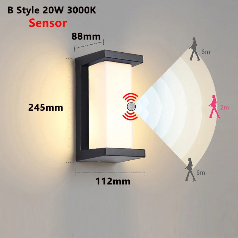 Led Outdoor Wall Light Waterproof IP65 Motion Sensor Outdoor Lighting Porch Lights - Wall Light - view 8