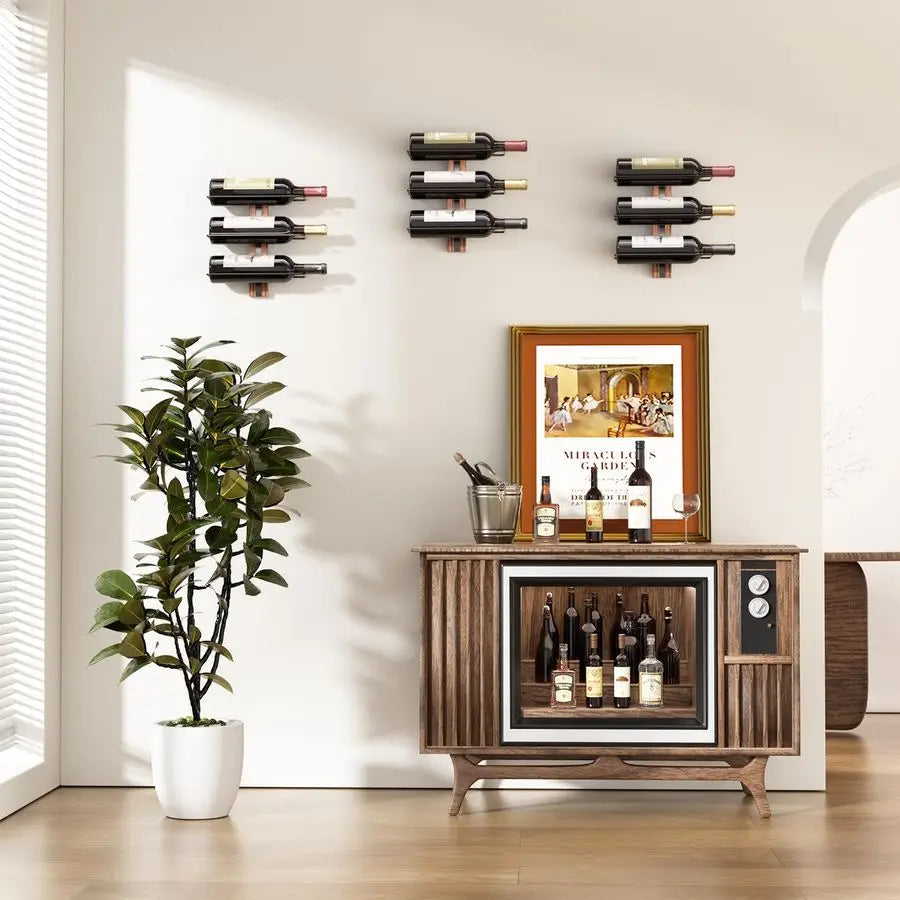 Wine Rack Wall Mounted for 9 Wine Bottles, Wood Wine Racks for Wall, Wine - Wine Rack - view 2