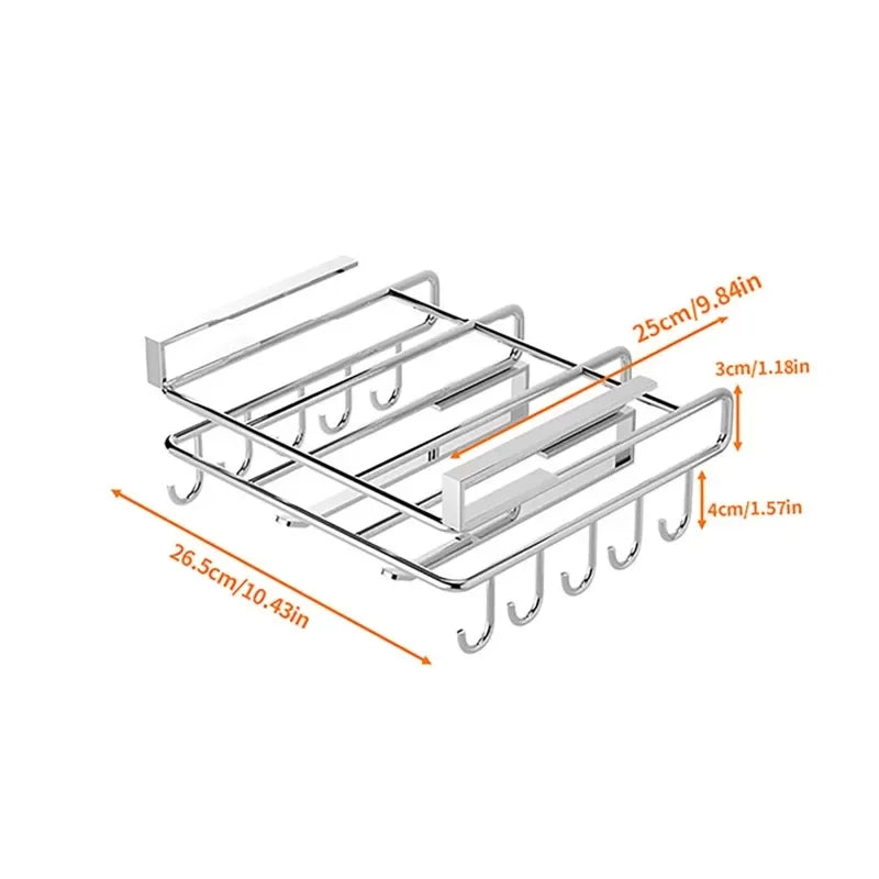 Installation-free Kitchen Cabinet Under Shelf No-Punch Large Capacity Storage Board - Cabinet Organizer - view 6
