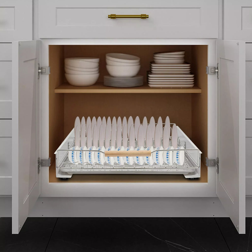 Modern Pull Out Dish Drainer Drawer Bottom-Mounted Slide Out Storage Shelf for Kitchen - Dish Drying Rack - view 4