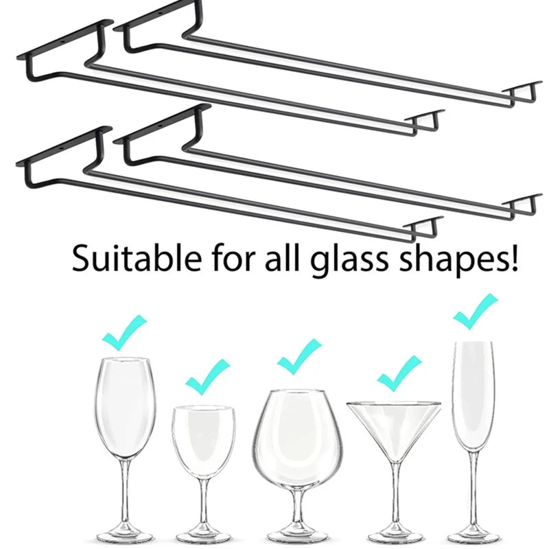 Large Stemware Wine Glass Hanger Rack Under Cabinet Kitchen Bar Storage Black 87HA - Cabinet Organizer