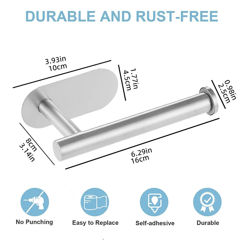 Adhesive Toilet Paper Holder Stainless Steel Tissue Hanger Waterproof Toilet Paper - Organizer - view 7