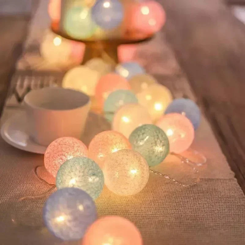 Cotton Garland Balls Lights String Christmas Easter Outdoor Hanging Party Baby Kids - Home Improvement - view 3