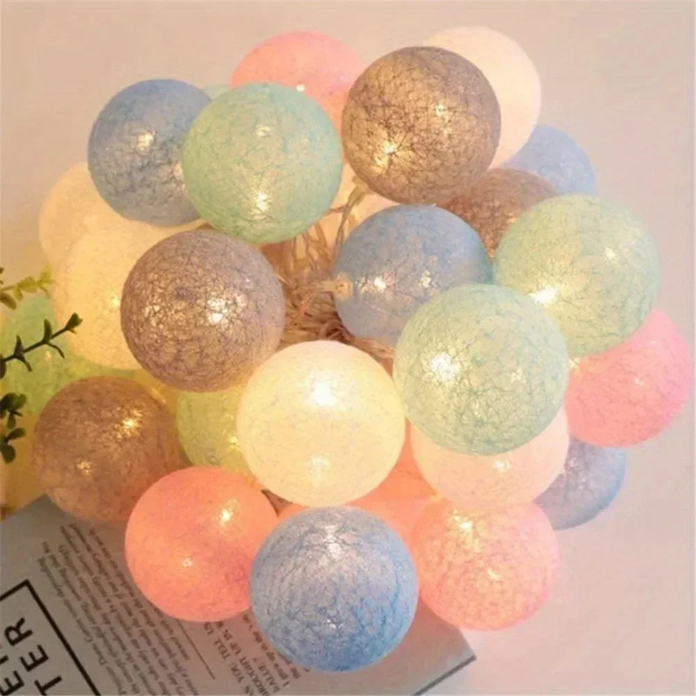 Cotton Garland Balls Lights String Christmas Easter Outdoor Hanging Party Baby Kids - Home Improvement - view 8