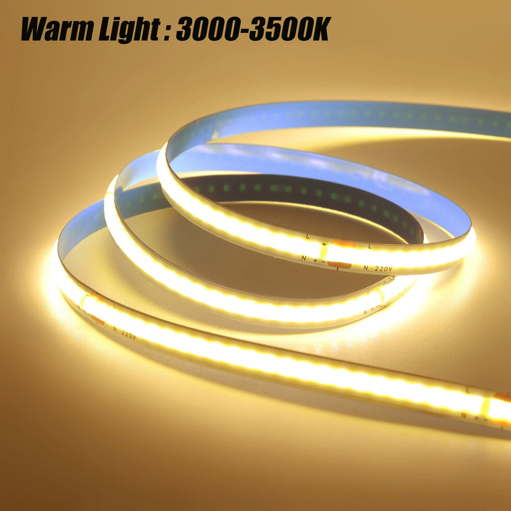5M 10M 20M 50M/Roll COB Strip AC 220V 240Leds/M IP20 3000K 4000K 6000K Driver - Home Improvement - view 7