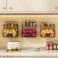 Pack Fruit Basket for Kitchen with Wood Lid CounterampWall Mounted Onion and Potato - Cabinet Organizer