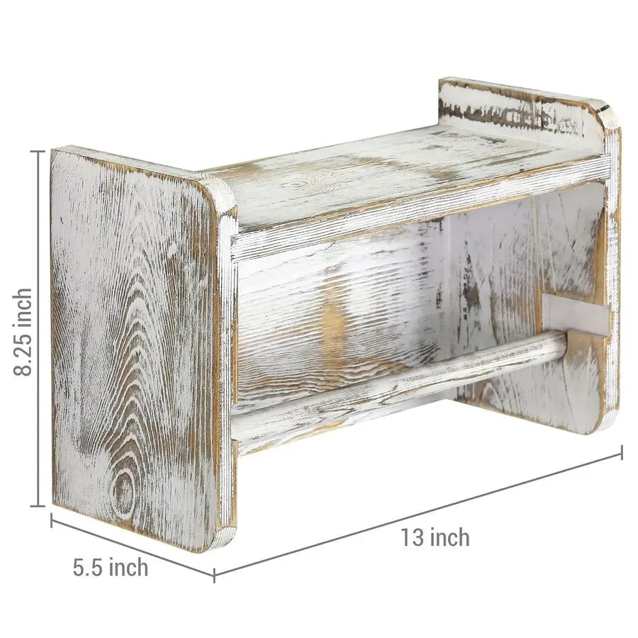 Farmhouse Paper Towel Holder, Shabby Whitewashed Wood Farmhouse Wall Mounted Kitchen - Organizer - view 5