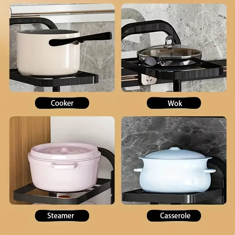 1pc Height Adjustable 3/4 Layer Pot Rack Storage Rack Stainless Steel Under Sink Household - Storage Shelf - view 4