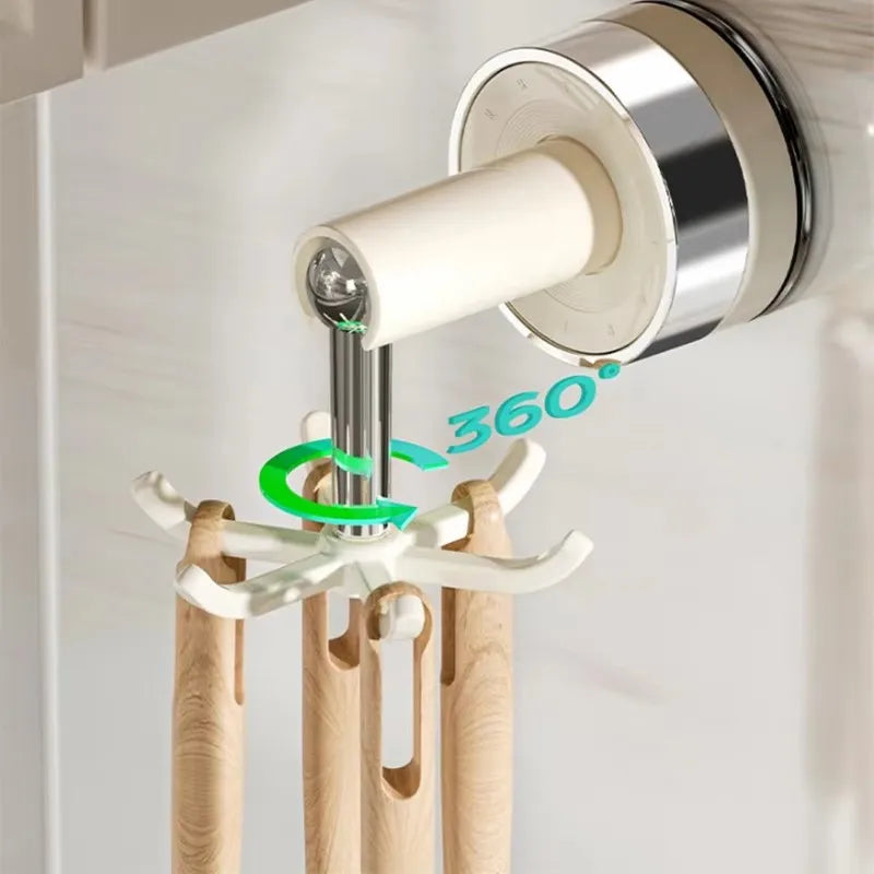 Kitchen Suction Cup Six-claw Rotating Hook Rack Household Punch-free Spatula Spoon - Storage Shelf - view 4