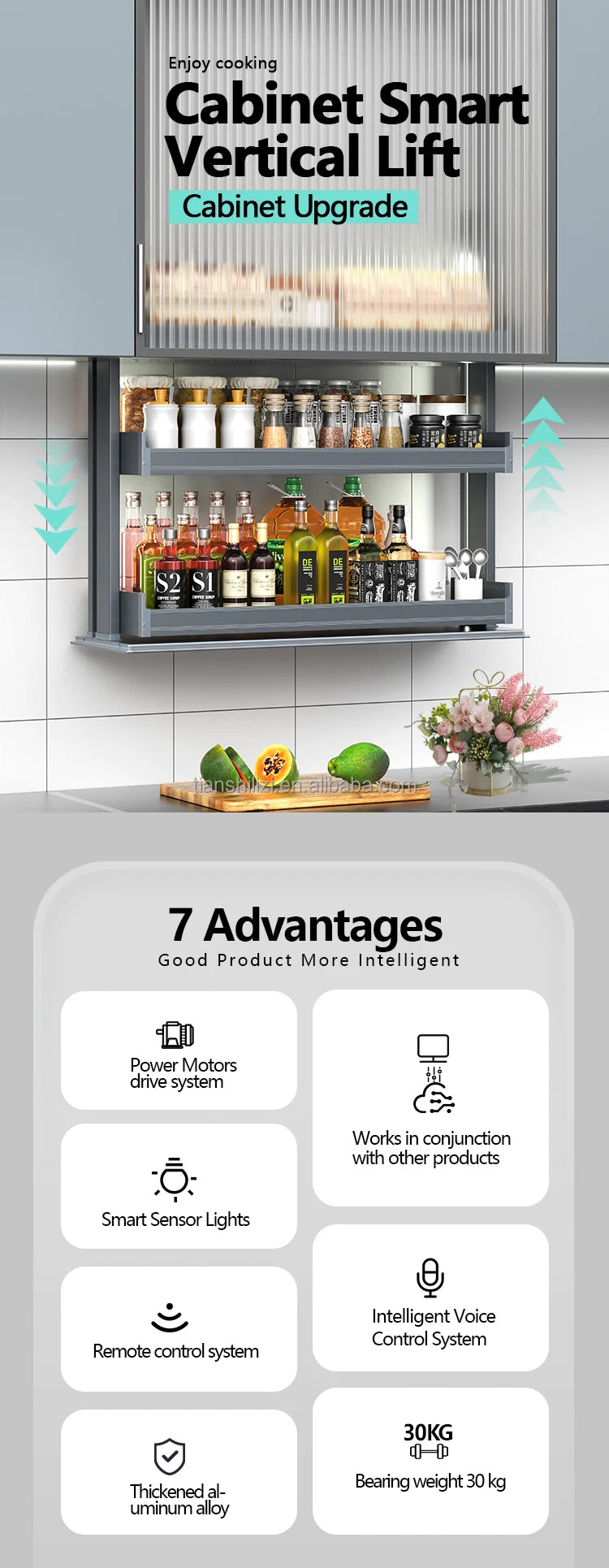 Wholesaler Electric Kitchen Cabinet Design Customized Smart Lift Kitchen Storage 3 - Cabinet Organizer - view 4