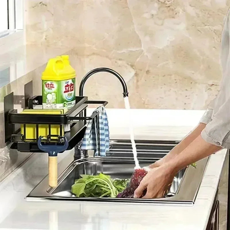 Aluminum Kitchen Sink Tray Suction Cup Wall-mounted Drain Storage And Organization - Home Improvement - view 3