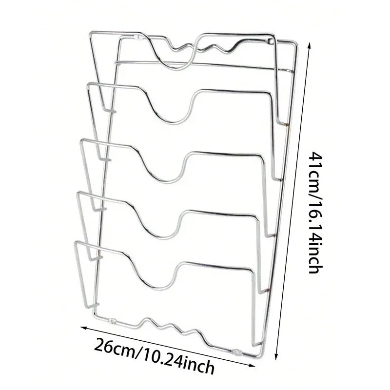 Kitchen Organizer Rack Wall Hanging Pot Cover Rack Five-Layer Pot Lid Metal Rust-Free - Cabinet Organizer - view 7