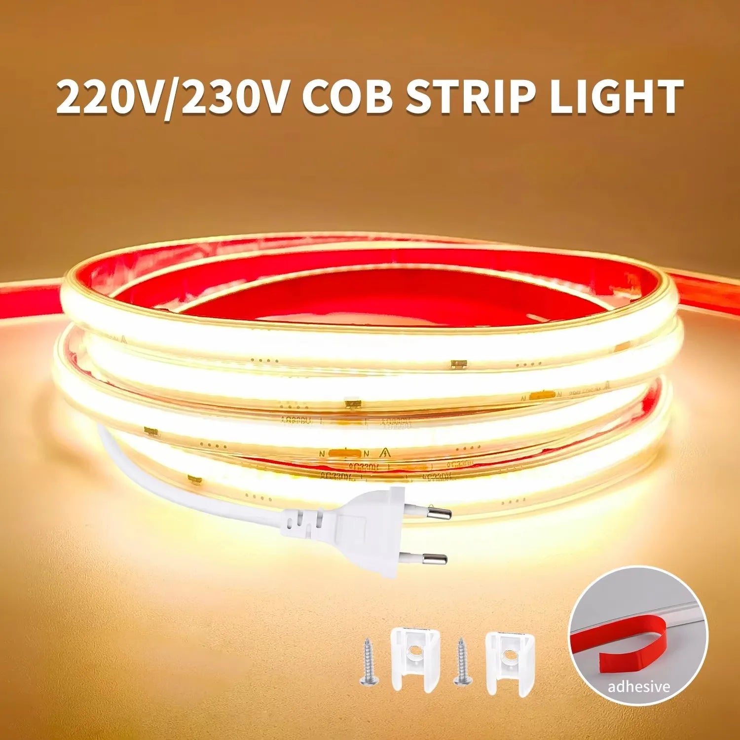 AC 220V IP65 Waterproof COB LED Strip Lights Super Bright 296 LEDs/m Flexible LED - LED Strip Light - view 3
