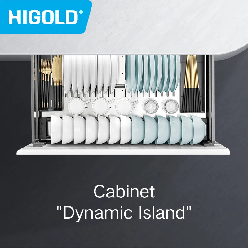 HIGOLD 500mm Cabinet Pull Basket Double Drawer With Dish Rack 304 Stainless Steel Kitchen - Dish Drying Rack - view 2