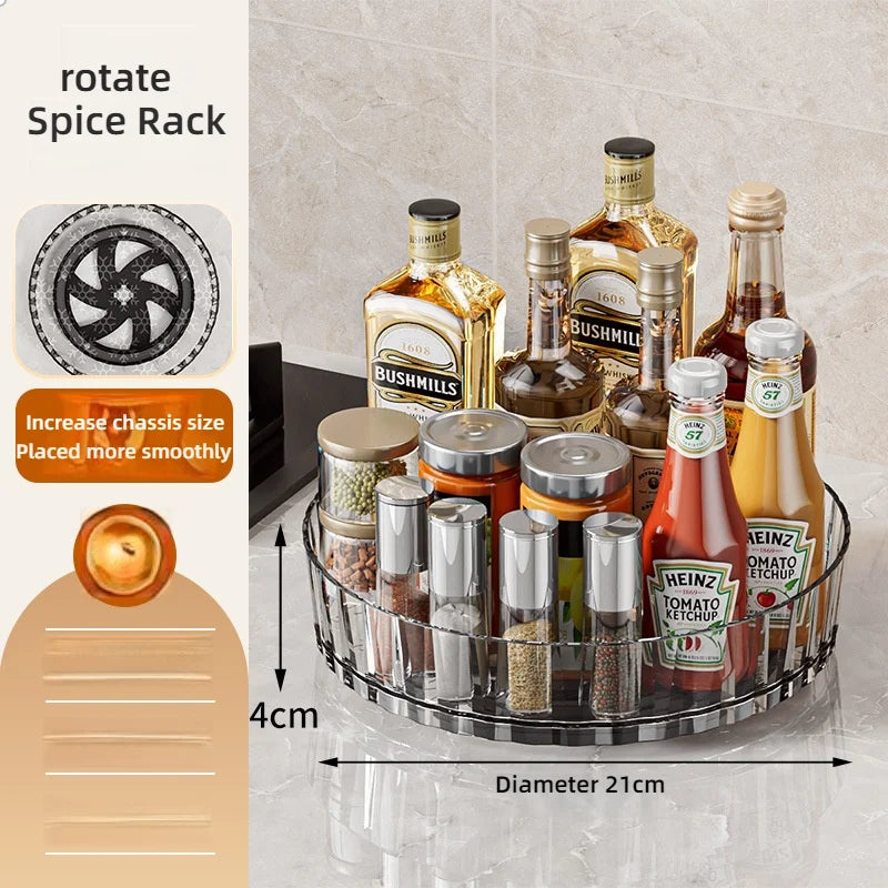 360 Rotating Storage Rack Kitchen Storage Spice Rack Non-Slip Cabinet Kitchen Bathroom - Cabinet Organizer - view 2
