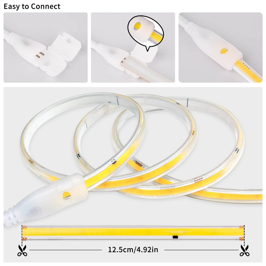 AC 220V IP65 Waterproof COB LED Strip Lights Super Bright 296 LEDs/m Flexible LED - LED Strip Light - view 7