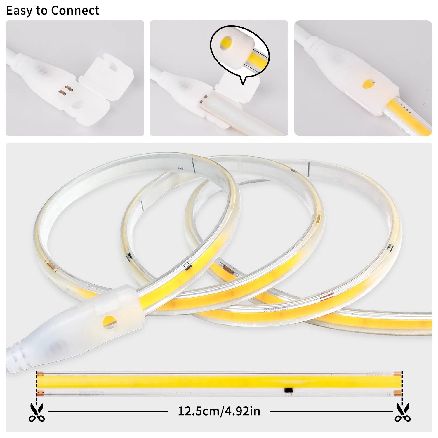 AC 220V IP65 Waterproof COB LED Strip Lights Super Bright 296 LEDs/m Flexible LED - LED Strip Light - view 7