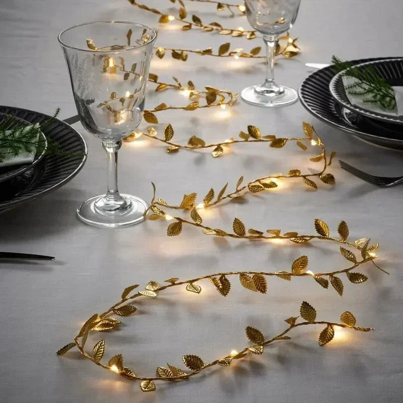 5M 10M LED Lights String Silver Golden Tiny Leaves Fairy Garland Light Lamp Christmas - Lighting - view 3