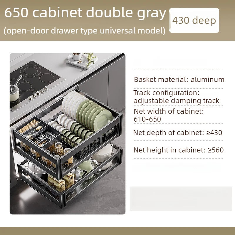 Pull Out Kitchen Cabinets Sliding Baskets Aluminum Large Organizer Rack for Closet - Cabinet Organizer - view 8
