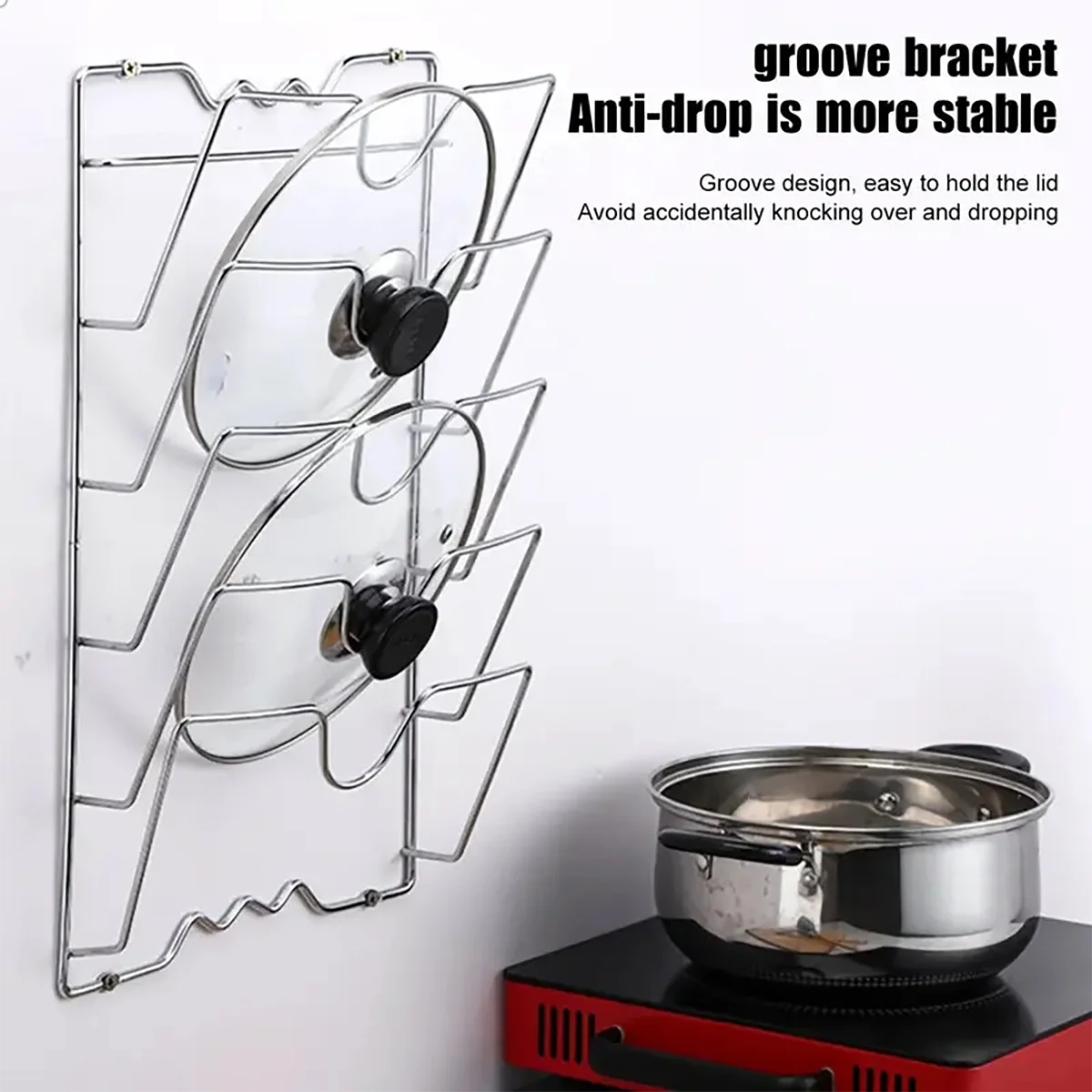 Space-saving pot lid organizer Non-slip design Safe storage of kitchen supplies - Cabinet Organizer - view 3