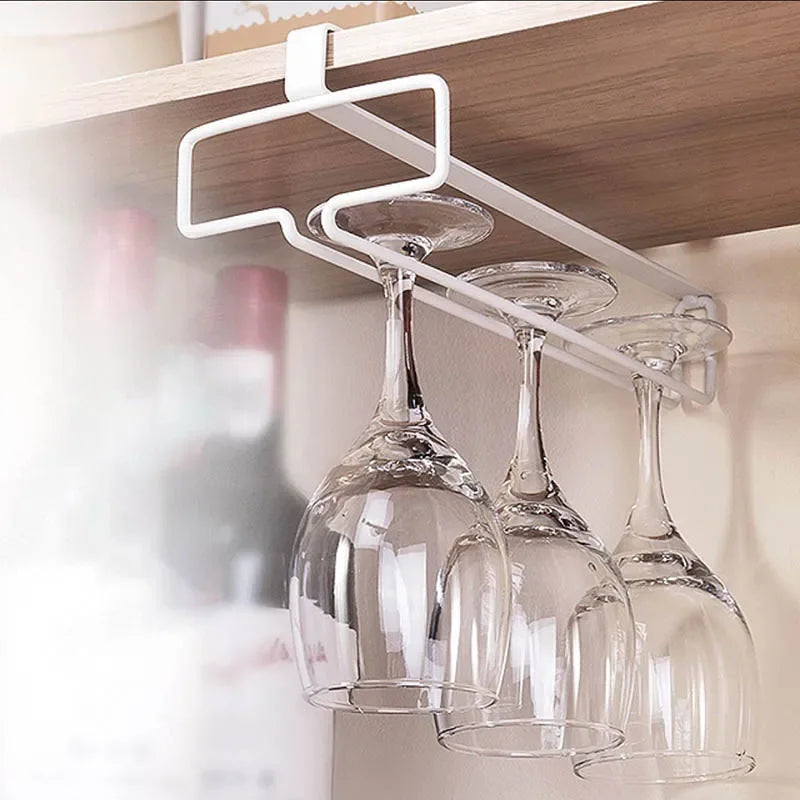 No Drilling Metal Wine Glass Holder - Stemware Rack for Under Cabinet Storage Kitchen - Cabinet Organizer - view 3