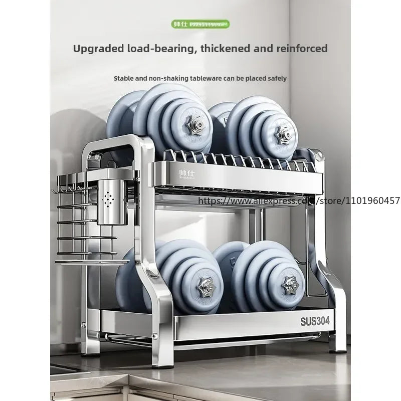 304 Stainless Steel Dish Storage Rack Kitchen Multifunctional Storage Dish Drain Rack - Dish Drying Rack - view 4