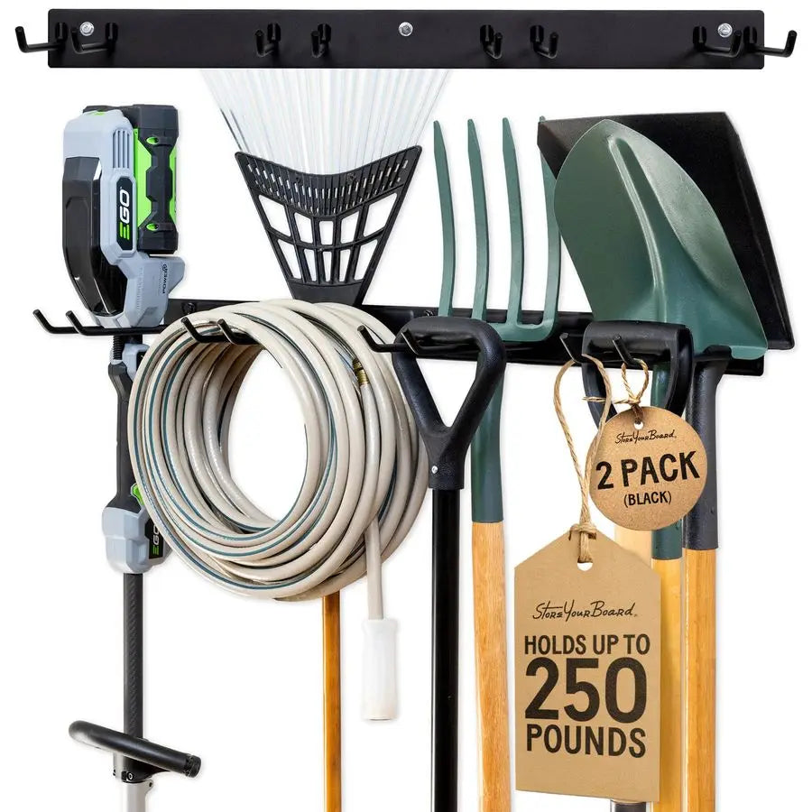 WallMounted Rack With 4 Garage Hooks HeavyDuty Steel Holder Garage amp Garden Storage for - Storage Shelf