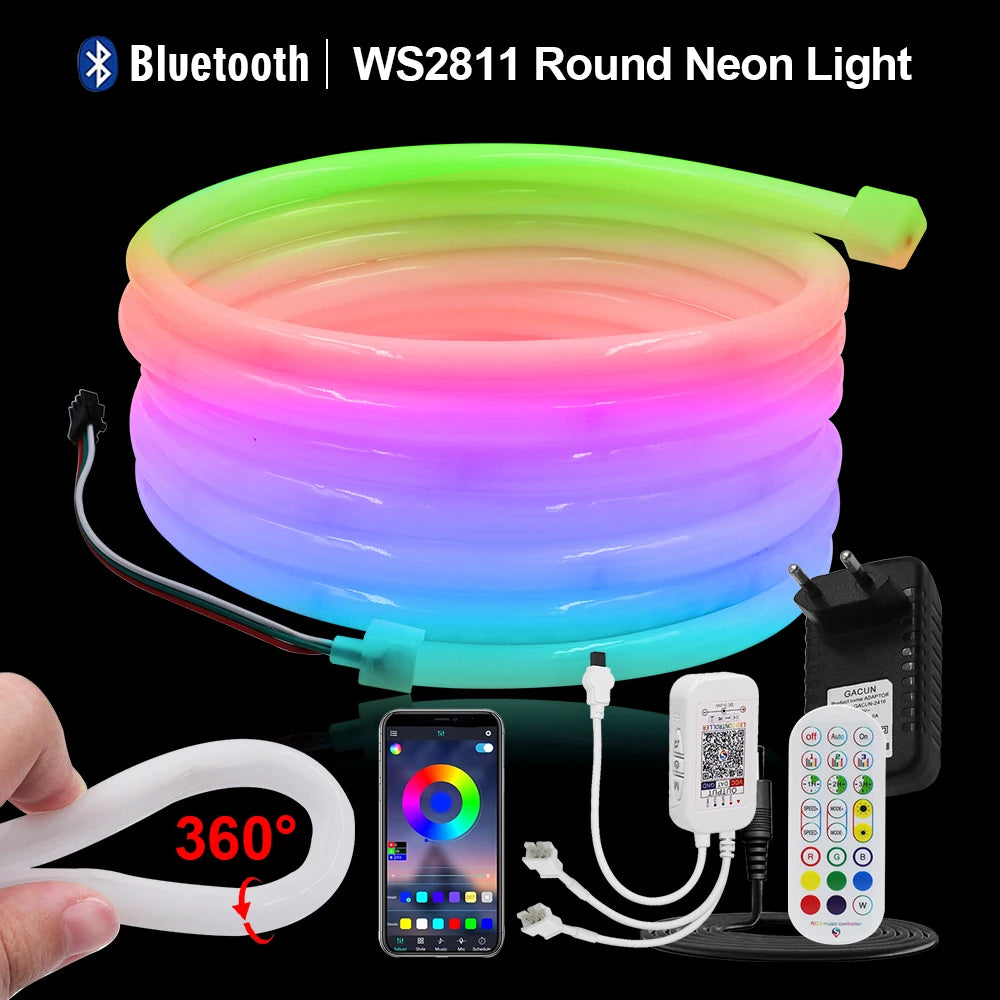 360 Round RGB LED Neon Tube Strip Light Sign 24V 120LEDs/M IP67 Flexible Rope - LED Strip Light - view 2