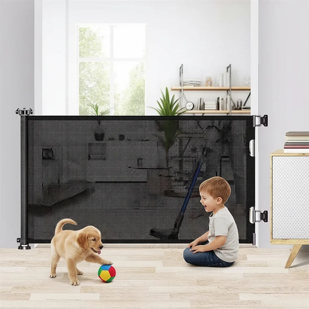 Retractable Baby Gate, 34in Extra Tall Baby Safety Gate, 71" Wide Baby Gate Dog - Safety Gate