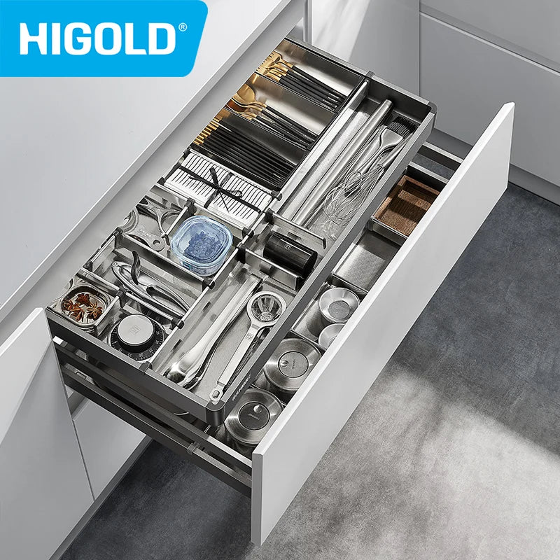 HIGOLD Small Pull Basket Kitchen Cabinet Tool Puller Single Drawer Space Aluminium - Cabinet Organizer - view 3