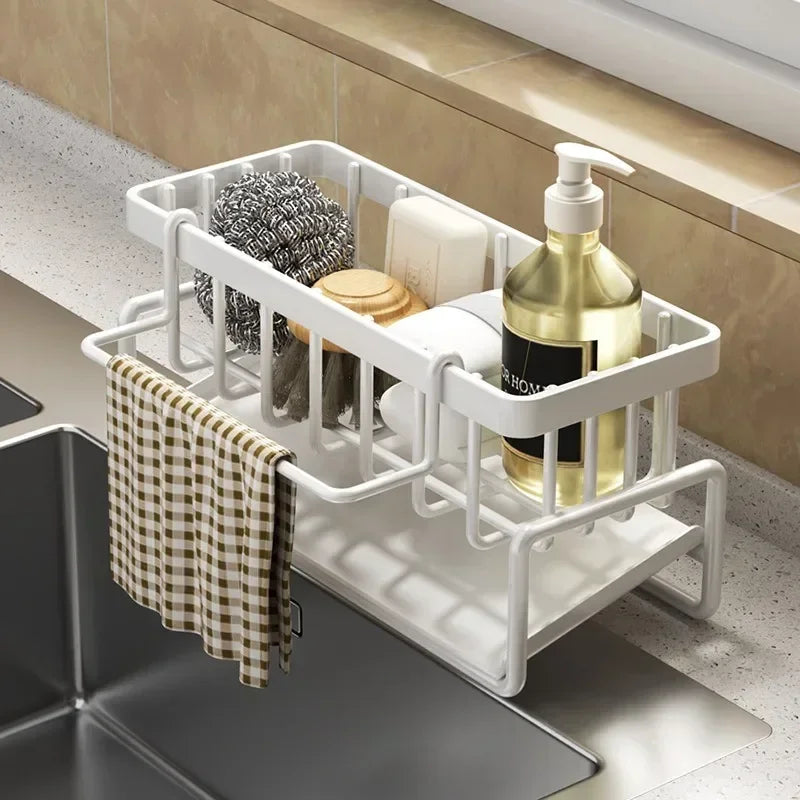 Kitchen Shelf Rag Storage Drainage Shelf No-Punch Storage Rack Home Spice Rack Sink Tap - Kitchen Faucet - view 2