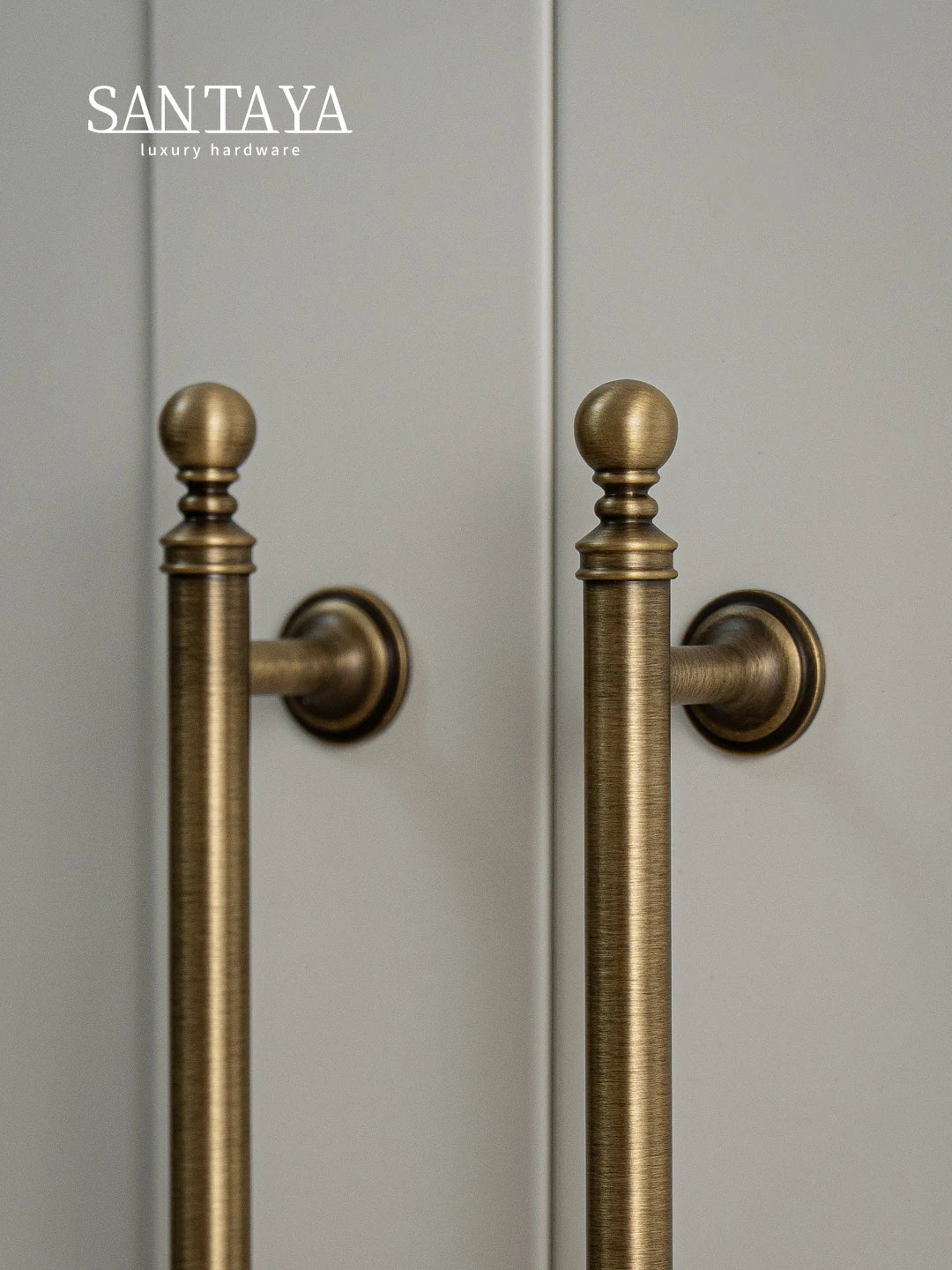 Santaya Brushed Antique Brass Handles for Kitchen Cabinets Wardrobes Drawers and - Cabinet Organizer