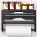 Bamboo Kitchen Organzier, Clingfilm & Foil Dispenser with Cutter, Wall-Mounted Storage - Home Improvement