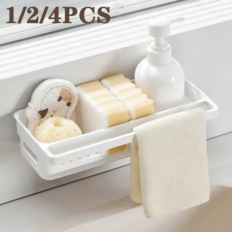 Kitchen Sink Sponge Rack Wall Mounted Home Sink Rack Sponge Towel Drainage Basket Kitchen - Cabinet Organizer - view 5