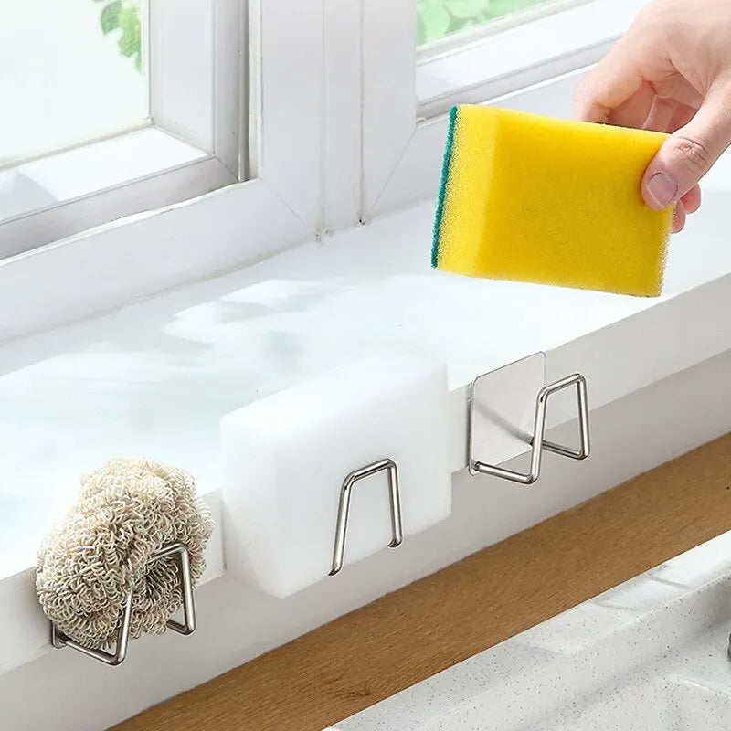 Kitchen 304Stainless Steel Sink Shelf Sponges Storage Holde Adhesive Drain Drying Rack - Dish Drying Rack - view 3