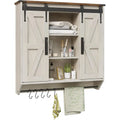 Farmhouse Medicine Cabinet 2 Sliding Barn Doors 3 Tier Rustic Wood Wall Storage Cabinet - Cabinet Organizer