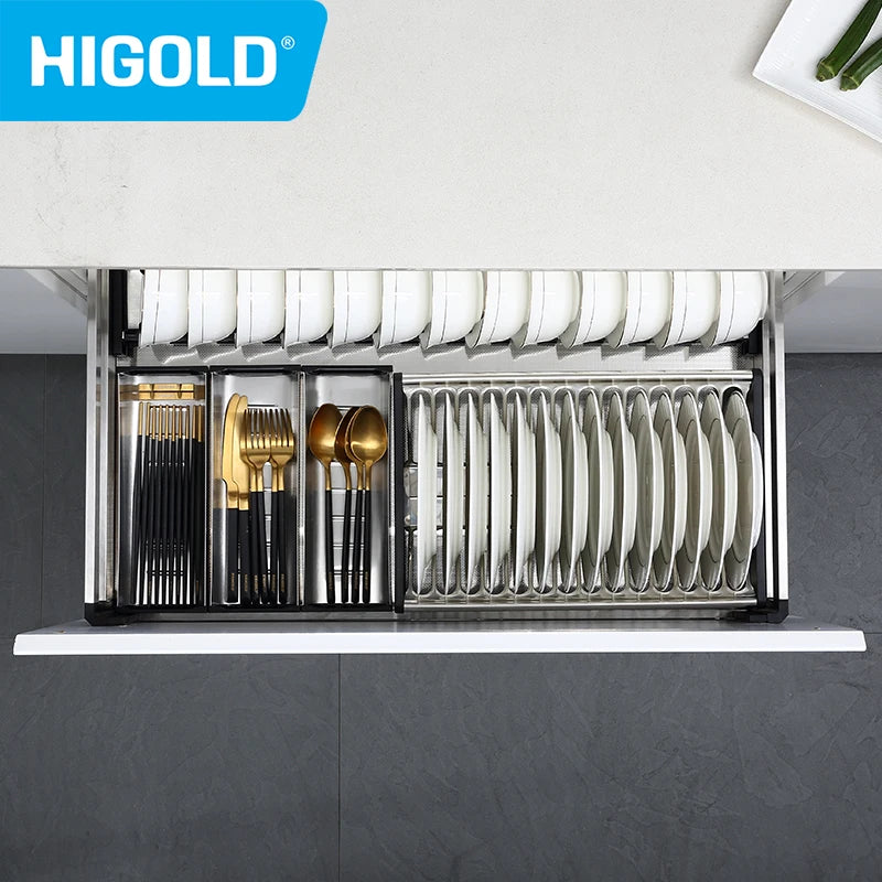 HIGOLD 600mm Kitchen Cabinet Basket Pull Drawer 800mm / 900mm 304 Stainless Steel Dish - Cabinet Organizer - view 5