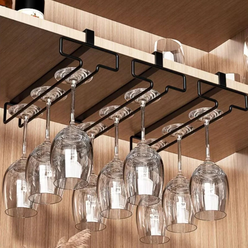 No Drilling Metal Wine Glass Holder - Stemware Rack for Under Cabinet Storage Kitchen - Cabinet Organizer - view 8